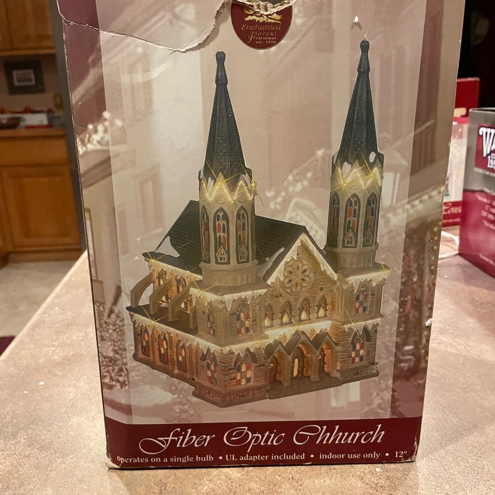 Enchanting Fiber Optic Church Holiday Decoration